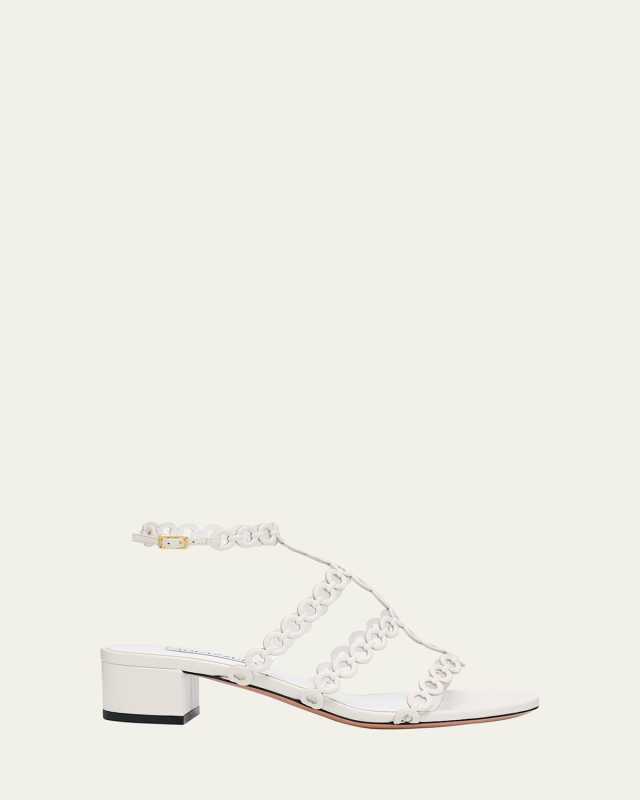 Infinity Leather Chain T-Strap Sandals